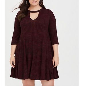 NWOT Burgundy Rib Mock Neck Skater/Sweater Dress